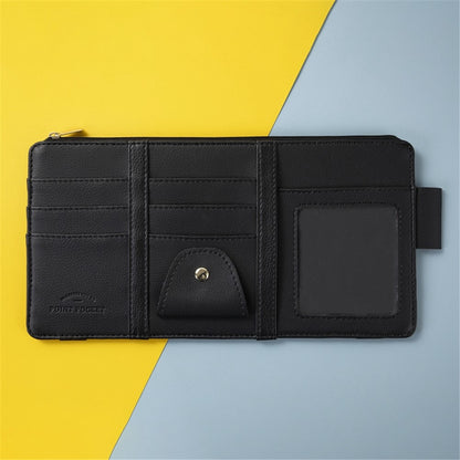 Car Sun Visor Zipper Pocket Storage Bag Microfiber Leather Cards Glasses Phone Holder Bag