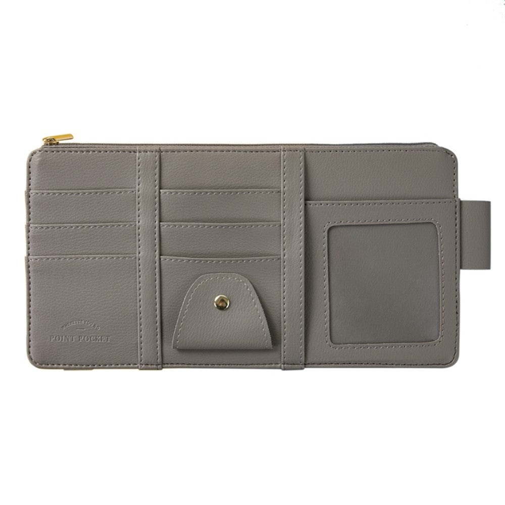 Car Sun Visor Zipper Pocket Storage Bag Microfiber Leather Cards Glasses Phone Holder Bag