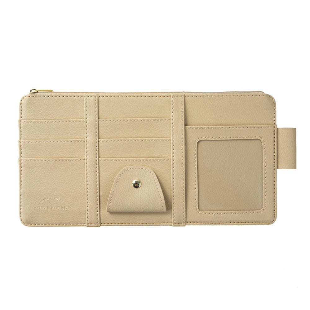 Car Sun Visor Zipper Pocket Storage Bag Microfiber Leather Cards Glasses Phone Holder Bag