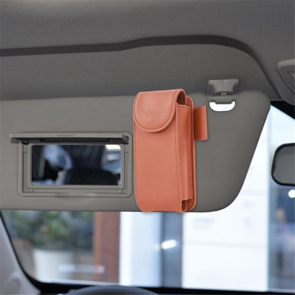 GOATHERD Car Sun Visor Mount Microfiber Leather Sunglasses Storage Bag Glasses Holder Pouch