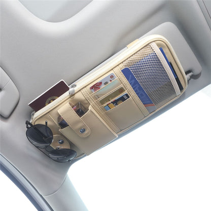 Car Sunshade Storage Bag Multi-Pockets Sunglasses Cards Pen Organizer Microfiber Leather Pouch