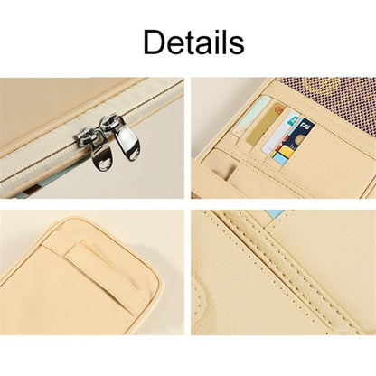 Car Sunshade Storage Bag Multi-Pockets Sunglasses Cards Pen Organizer Microfiber Leather Pouch