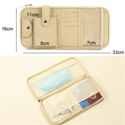 Car Sunshade Storage Bag Multi-Pockets Sunglasses Cards Pen Organizer Microfiber Leather Pouch