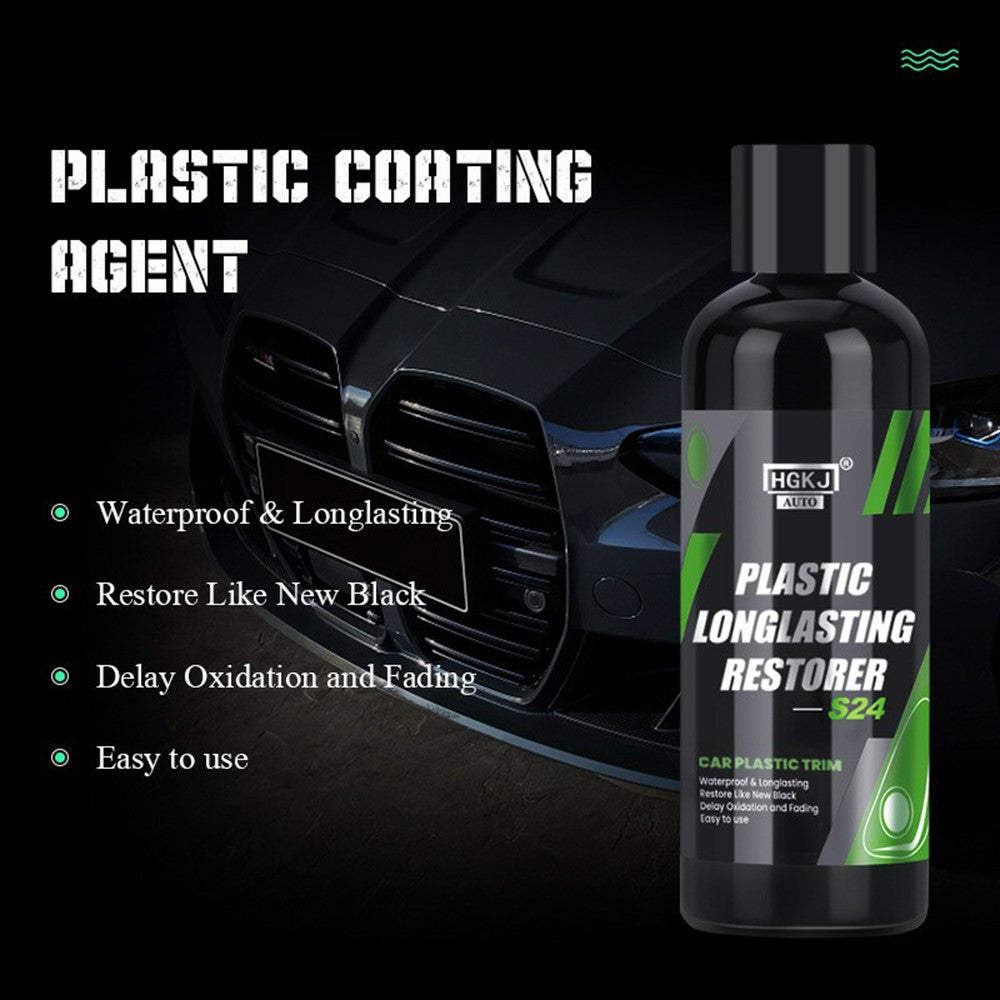 HGKJ AUTO-S24 300ml Car Plastic Restorer Longlasting Trim Waterproof Discoloured Plastic Renovator