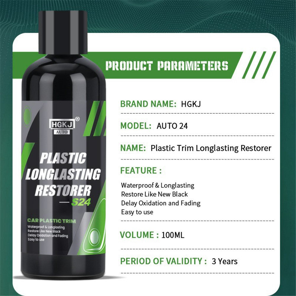 HGKJ AUTO-S24 100ml Longlasting Plastic Restorer Car Vehicle Trim Coating Renovator Repair Liquid