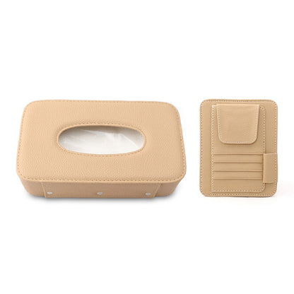 Automotive Interior Litchi Texture PU Leather Car Sun Visor Tissue Box Card Clip Set