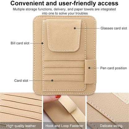 Automotive Interior Litchi Texture PU Leather Car Sun Visor Tissue Box Card Clip Set