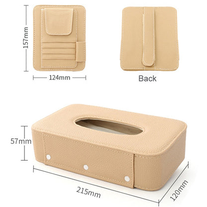 Automotive Interior Litchi Texture PU Leather Car Sun Visor Tissue Box Card Clip Set