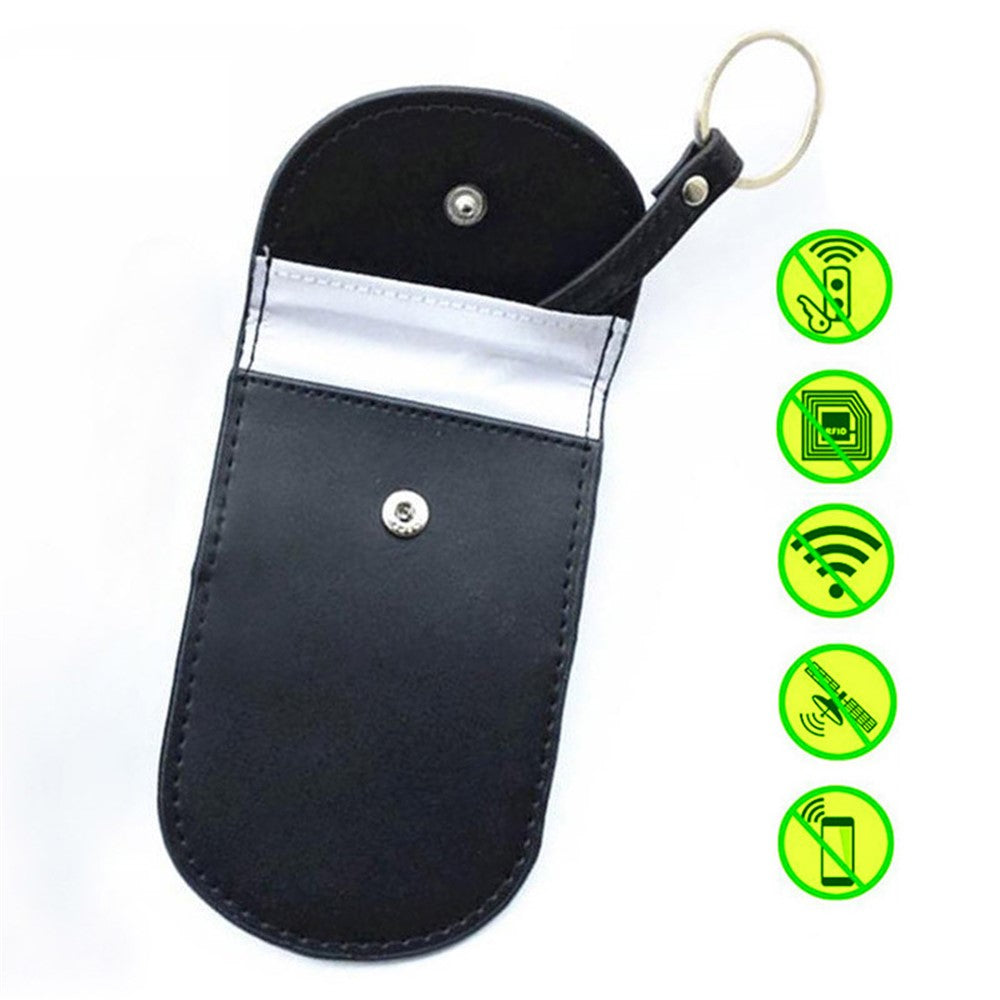 Car Key Signal Blocking Pouch Anti-theft RFID Blocking Genuine Cow Leather Car Keys Case Holder