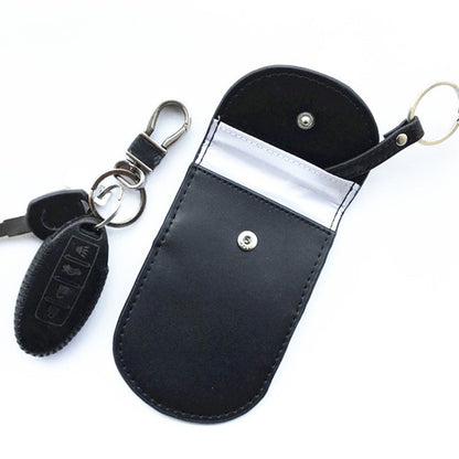 Car Key Signal Blocking Pouch Anti-theft RFID Blocking Genuine Cow Leather Car Keys Case Holder