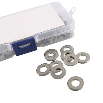 A7748 200Pcs Assorted 12# 10# 8# 6# 1 / 4" 304 Stainless Steel Flat Washers