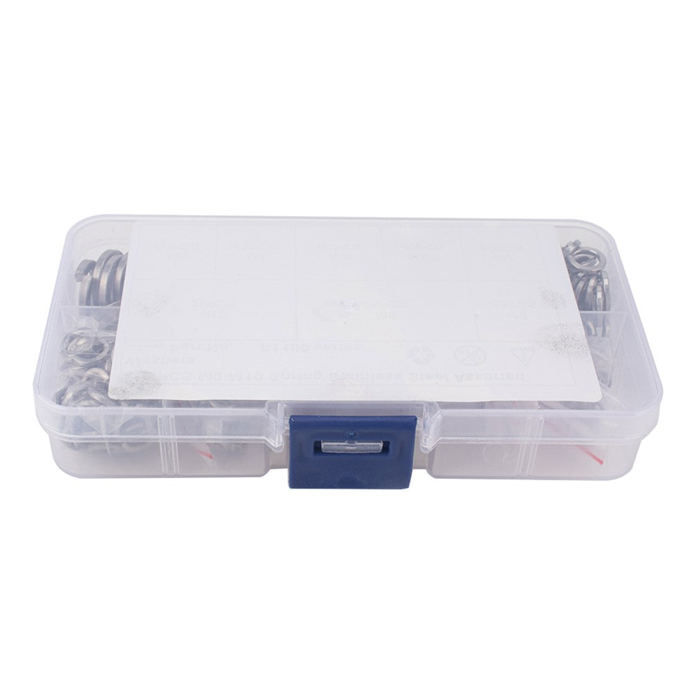 A1180 410Pcs M2-M10 Stainless Steel Assorted Spring Washers with Plastic Box