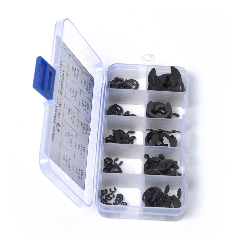 160Pcs 2mm-25mm Retaining Rings Car Truck Assorted E-Clip Snap Rings Kit