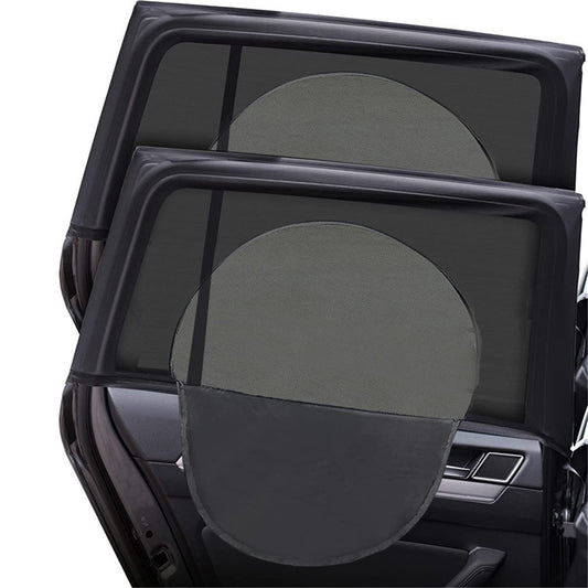 Left+Right Car Rear Window Mesh Curtain Anti-mosquito Sun Shade Window Curtain with Zipper Opening