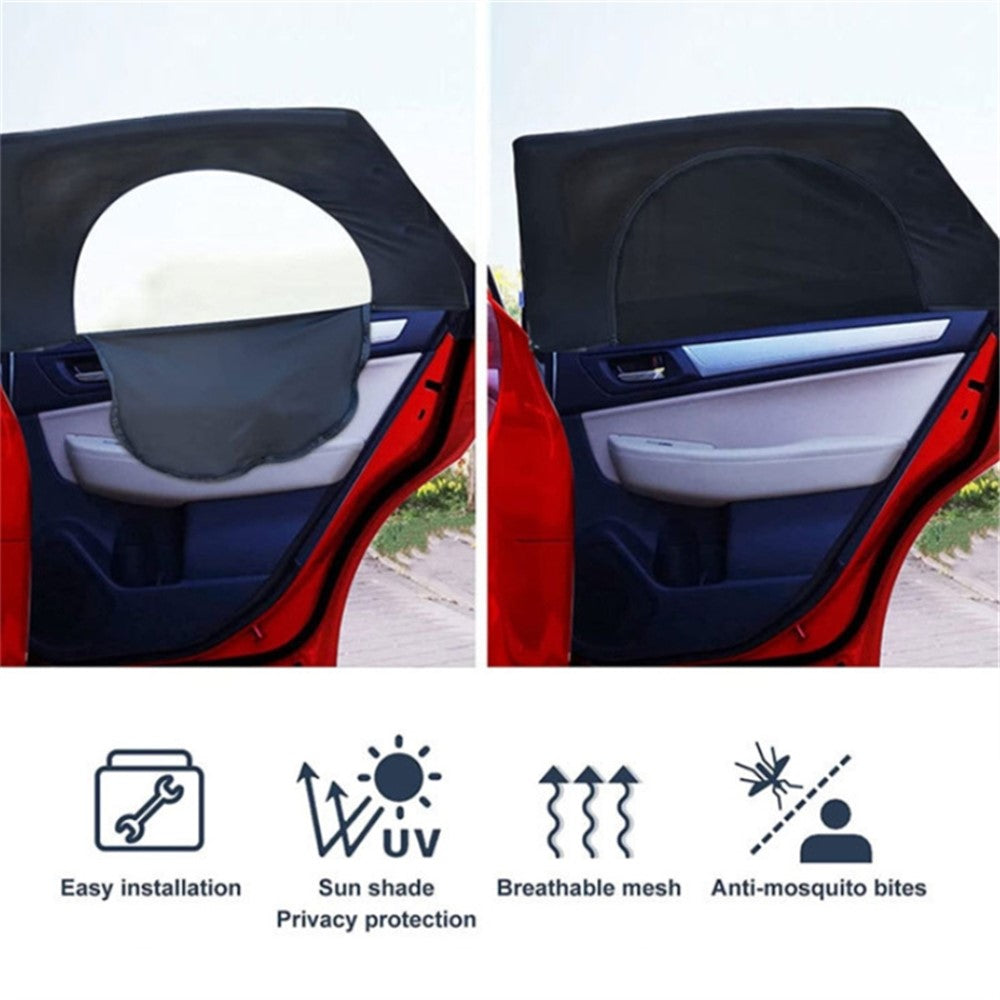 Left+Right Car Rear Window Mesh Curtain Anti-mosquito Sun Shade Window Curtain with Zipper Opening