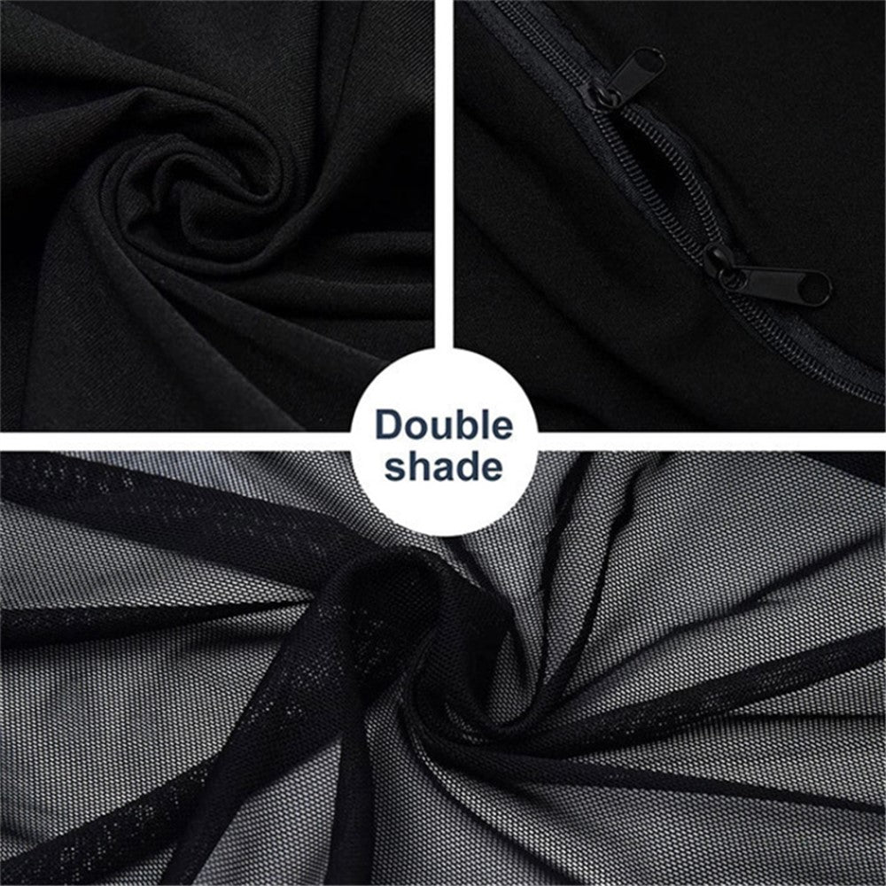 Left+Right Car Rear Window Mesh Curtain Anti-mosquito Sun Shade Window Curtain with Zipper Opening