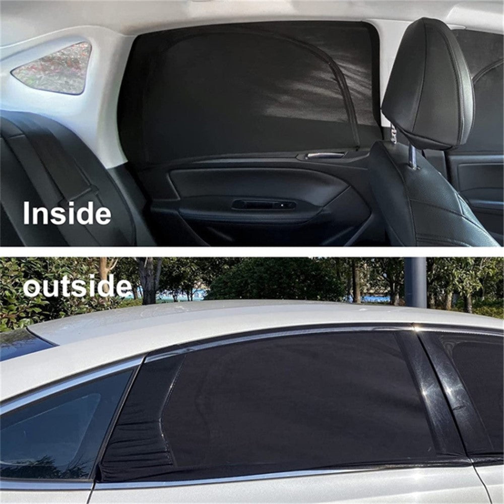 Left+Right Car Rear Window Mesh Curtain Anti-mosquito Sun Shade Window Curtain with Zipper Opening