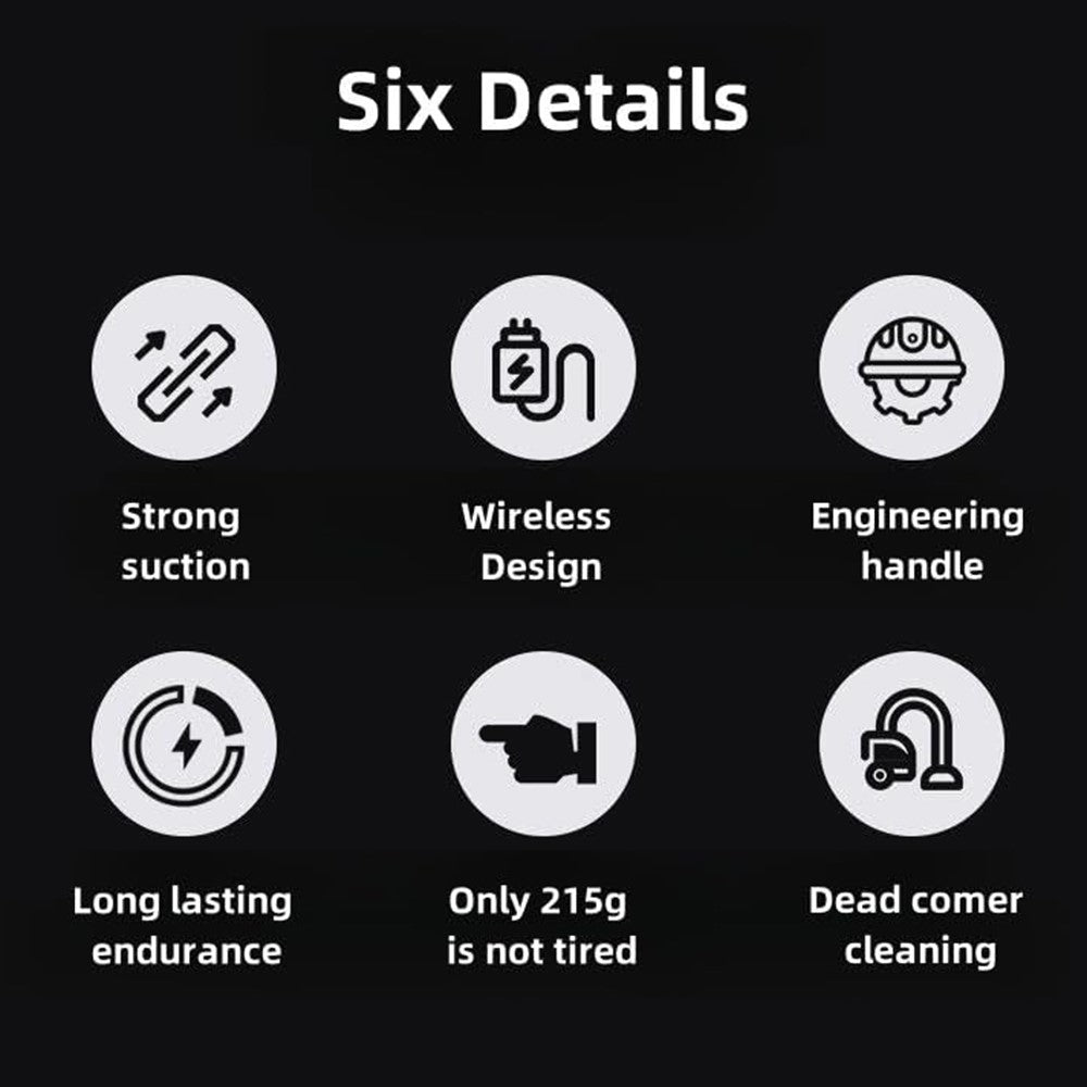 Rechargeable Car Vacuum Cleaner High Power Handheld Car Home Cleaning Tool, 800mAh Battery