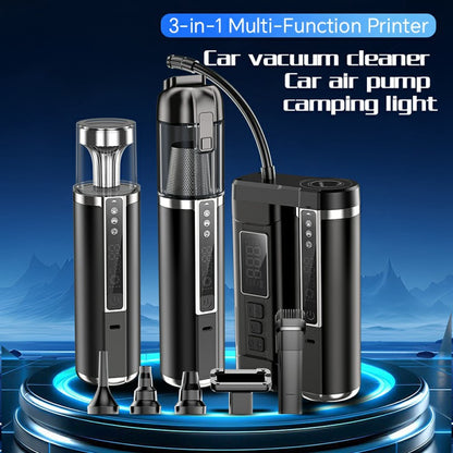 D28 Multifunctional 3 in 1 Car Vacuum Cleaner Inflator Camping Light Brushless Motor Digital Display High Suction Power