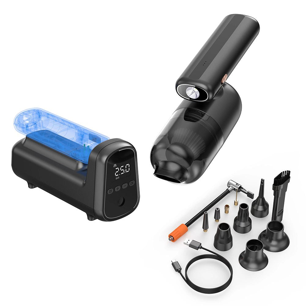 F16PLUS Car Vacuum Cleaner 10-in-1 Multipurpose Mini Air Blower Vacuum Pump 5500Pa Dust Buster for Car, Pet Hair, Desk