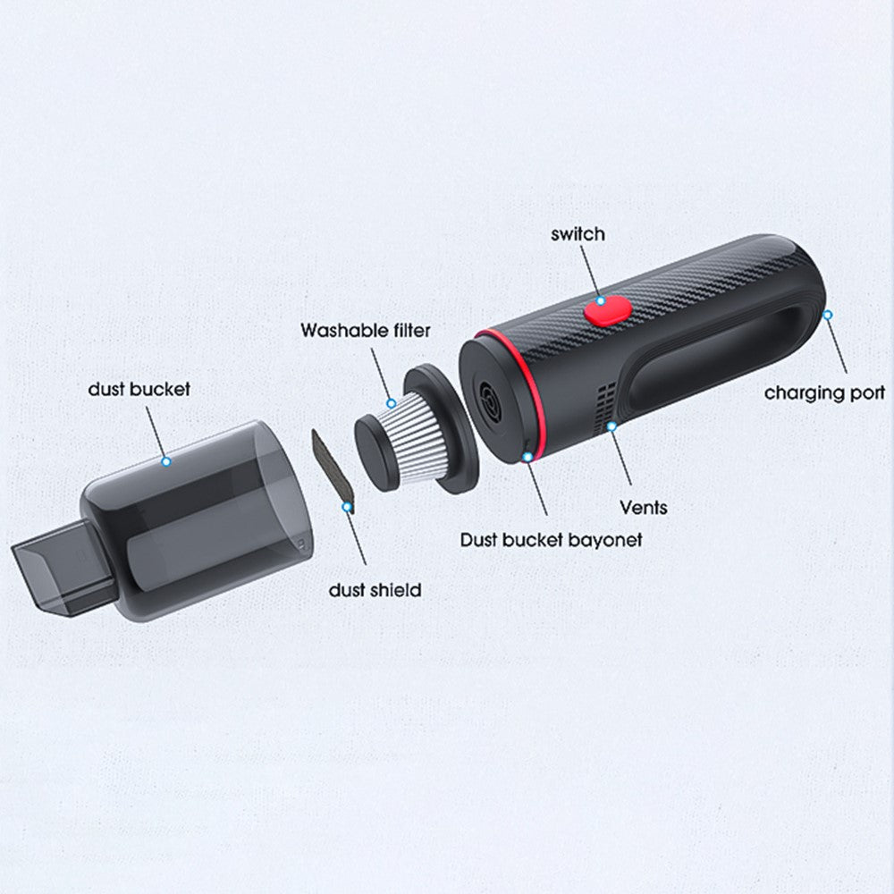 CARSUN C3089 Car Cigarette Lighter Vacuum Cleaner 5000Pa High Power Handheld Dust Cleaner