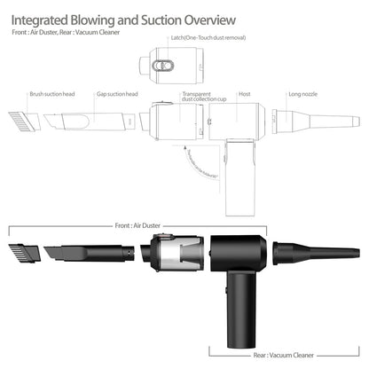 S1 Mini Cordless Vacuum Cleaner Folding High Power Suction 2-in-1 Handheld Vacuum Cleaner for Car, Home