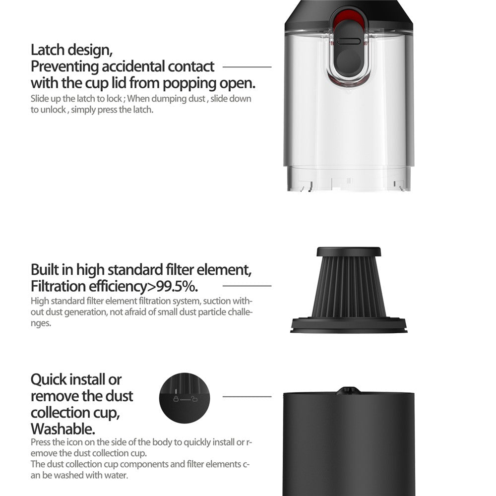 S1 Mini Cordless Vacuum Cleaner Folding High Power Suction 2-in-1 Handheld Vacuum Cleaner for Car, Home