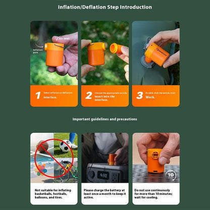 QUNATURE Outdoor Mini Electric Air Pump Magnetic Camping Hanging Lamp Swimming Ring Air Mattress Inflator