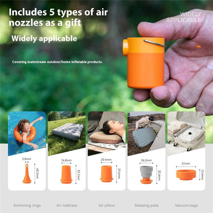 QUNATURE Outdoor Mini Electric Air Pump Magnetic Camping Hanging Lamp Swimming Ring Air Mattress Inflator
