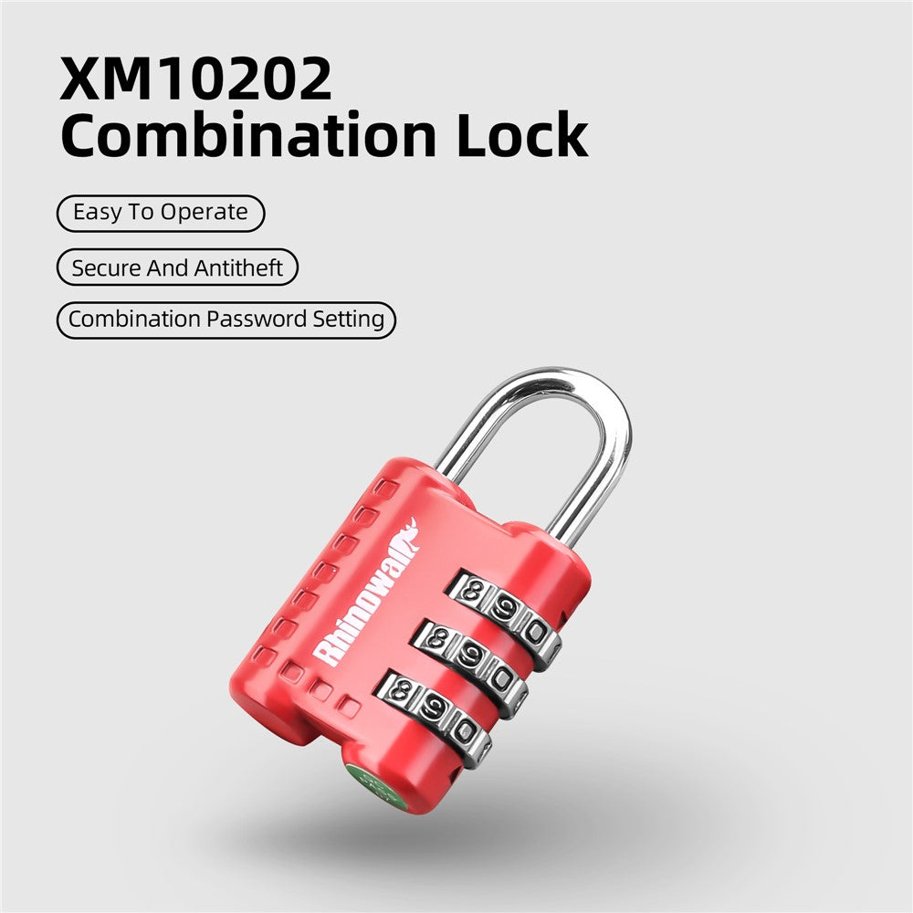RHINOWALK XM10202 3-digit Combination Lock for Motorcycle Bag Zinc Alloy Anti-Theft Luggage Lock