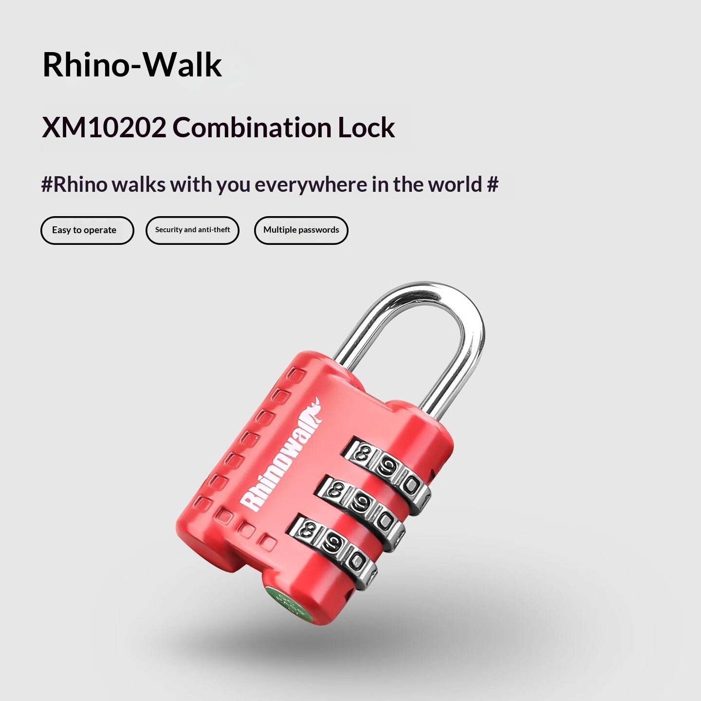 RHINOWALK XM10202 Anti Theft 3 Digit Combination Lock Security Lock for Motorcycle Tank Bag