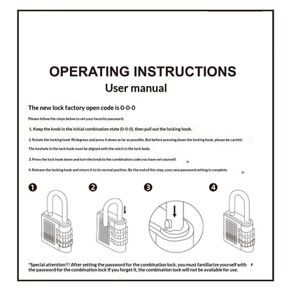 RHINOWALK XM10203 Motorcycle Bag Security Lock Zinc Alloy 3-Digit Anti Theft Combination Lock