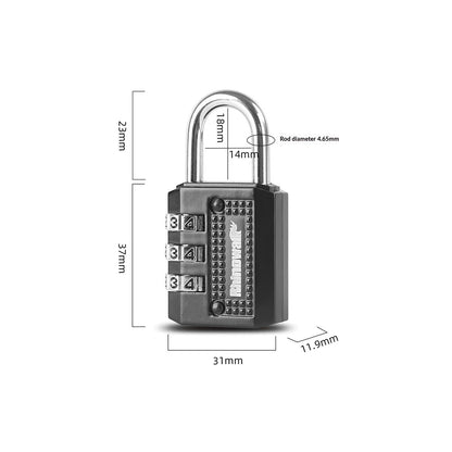 RHINOWALK XM10203 Motorcycle Bag Security Lock Zinc Alloy 3-Digit Anti Theft Combination Lock