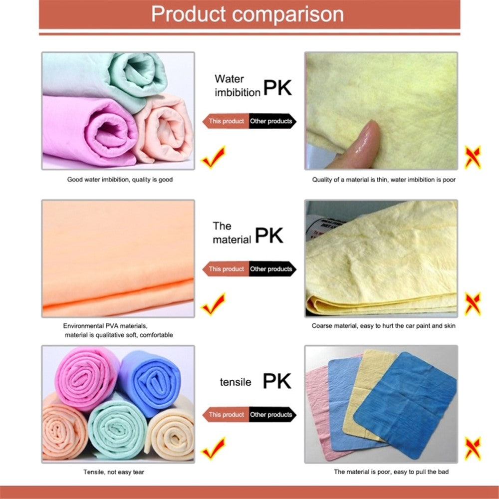 43 x 32 x 0.2cm Super Absorbent Soft PVA Cloth Car Home Cleaning Towel Hair Quick Drying Towel