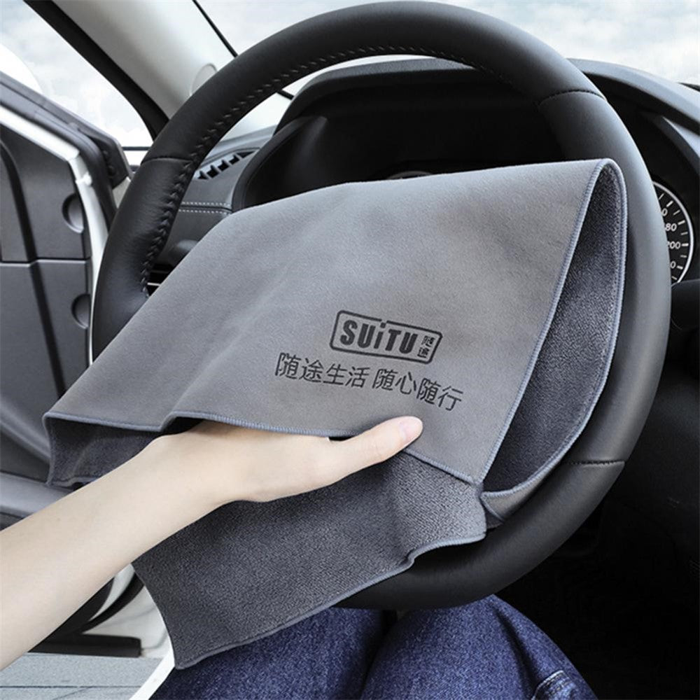 SUITU ST-9000-5C 35x75CM Super Water-Absorbent Car Cleaning Towel Soft Coral Fleece + Suede Washing Wipe Cloth for Glass