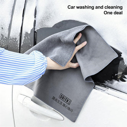 SUITU ST-9000-5C 35x75CM Super Water-Absorbent Car Cleaning Towel Soft Coral Fleece + Suede Washing Wipe Cloth for Glass