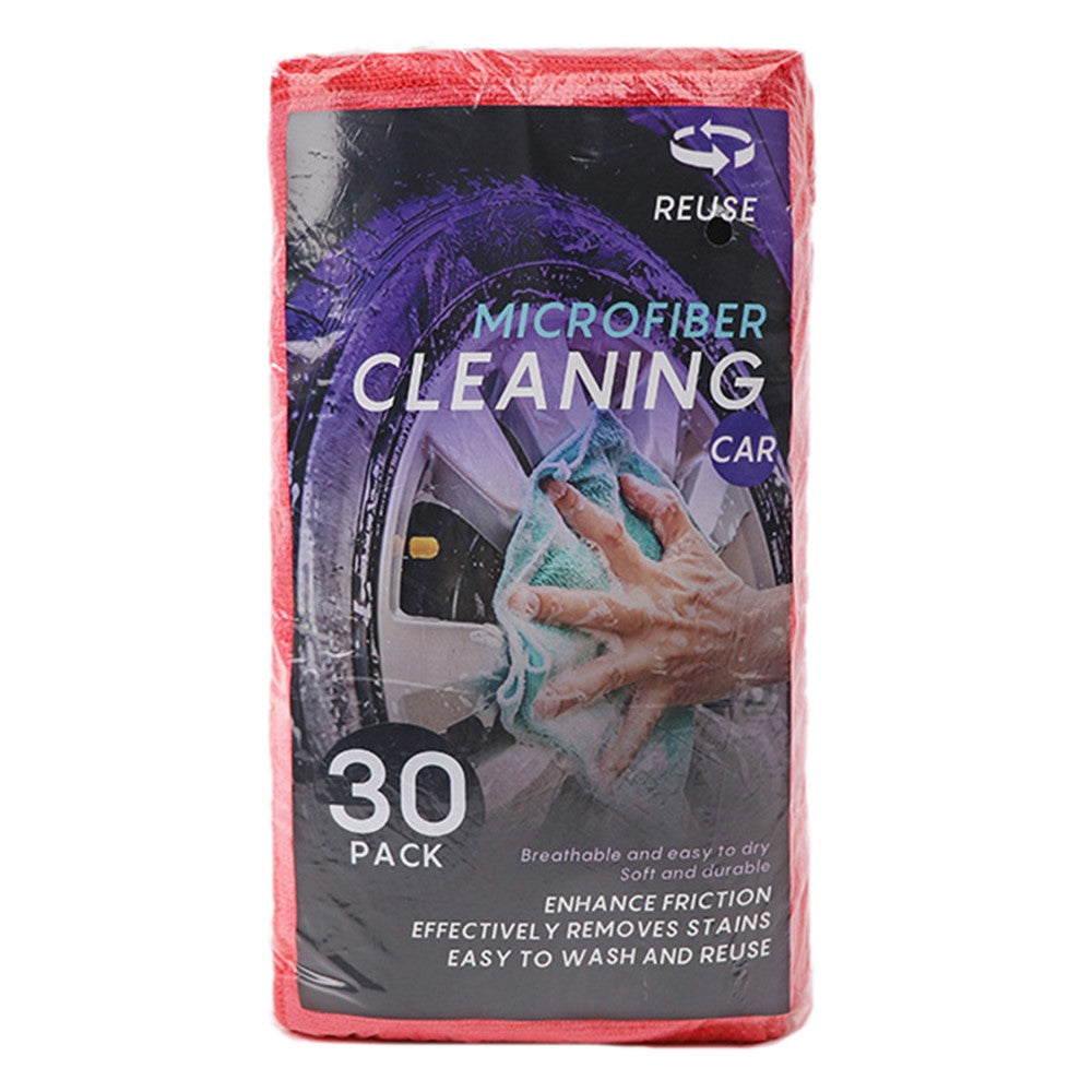 LWMB-004A 30Pcs 30x30cm Super Water Absorption Microfiber Car Washing Towel Kitchen Home Cleaning Cloth