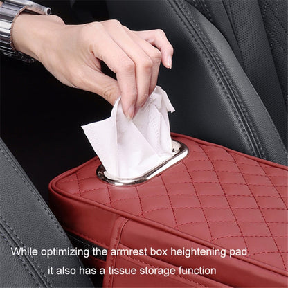 Car Armrest Box Cushion Pad PU Leather Tissue Holder Box with Side Pockets