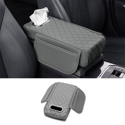 Car Armrest Box Cushion Pad PU Leather Tissue Holder Box with Side Pockets