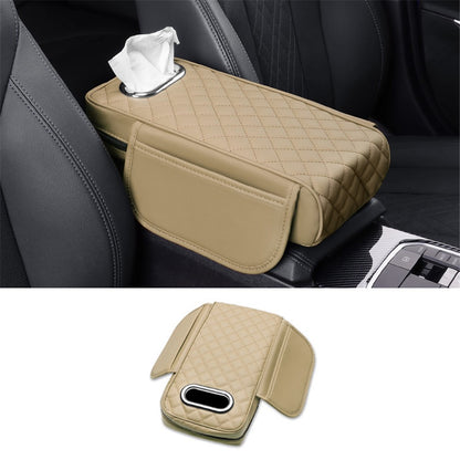Car Armrest Box Cushion Pad PU Leather Tissue Holder Box with Side Pockets