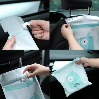 15Pcs / Pack Sealable Portable Car Trash Bag Easy Stick-On Disposable Car Garbage Bag Leak-Proof Vomit Bag Kitchen Storage Bag Suitable for Cars, Offices, Kitchens, Travel