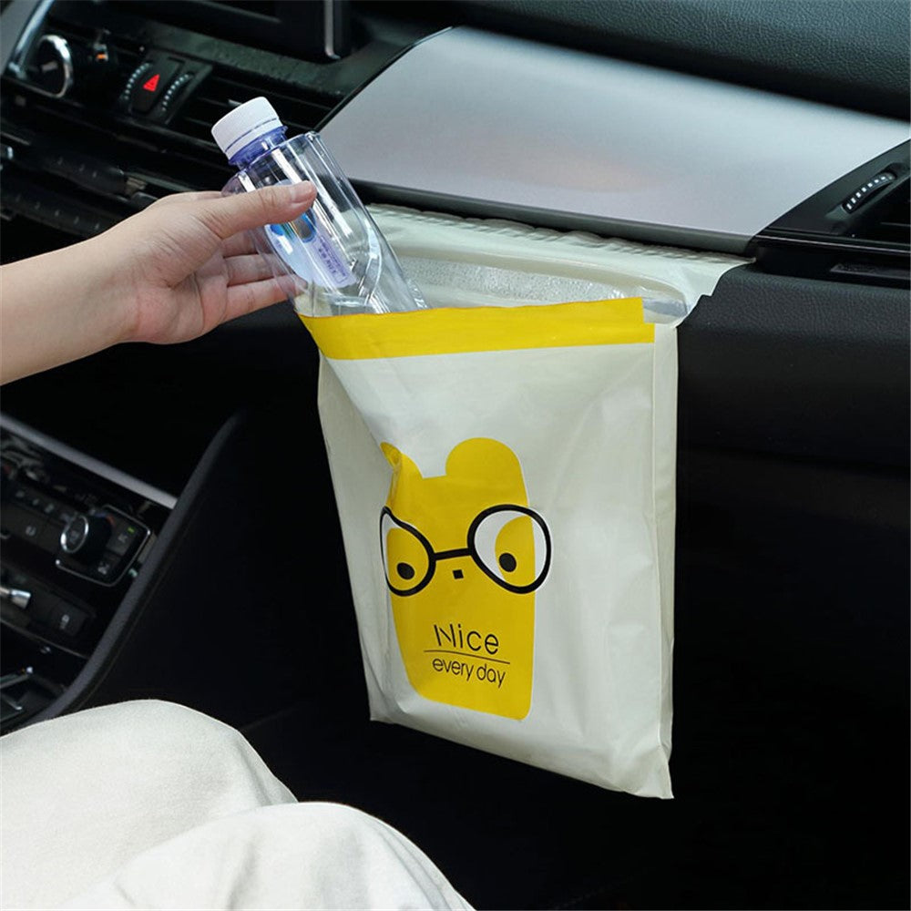 15Pcs / Pack Sealable Portable Car Trash Bag Easy Stick-On Disposable Car Garbage Bag Leak-Proof Vomit Bag Kitchen Storage Bag Suitable for Cars, Offices, Kitchens, Travel