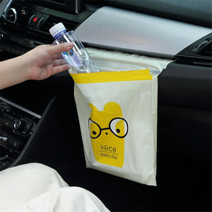 15Pcs / Pack Sealable Portable Car Trash Bag Easy Stick-On Disposable Car Garbage Bag Leak-Proof Vomit Bag Kitchen Storage Bag Suitable for Cars, Offices, Kitchens, Travel
