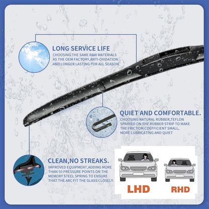 2Pcs Universal Three-Stage Car Wiper Blade ABS+Rubber Noiseless Vehicle Wiper Blade