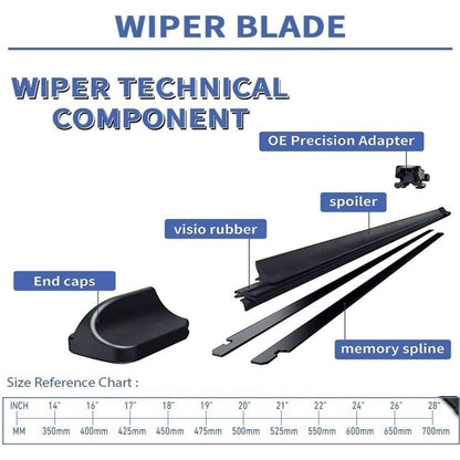 2Pcs Universal Three-Stage Car Wiper Blade ABS+Rubber Noiseless Vehicle Wiper Blade
