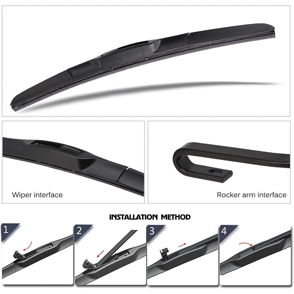 2Pcs Universal Three-Stage Car Wiper Blade ABS+Rubber Noiseless Vehicle Wiper Blade