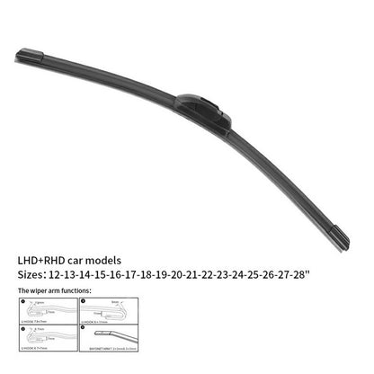 1Pc Universal Car Windshield Wiper Blade ABS+Rubber Noiseless Vehicle Wiper Blade