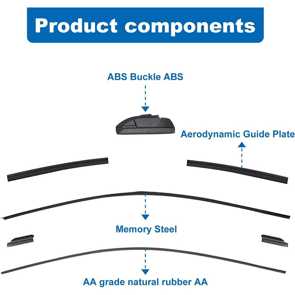 1Pc Universal Car Windshield Wiper Blade ABS+Rubber Noiseless Vehicle Wiper Blade