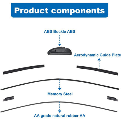 1Pc Universal Car Windshield Wiper Blade ABS+Rubber Noiseless Vehicle Wiper Blade