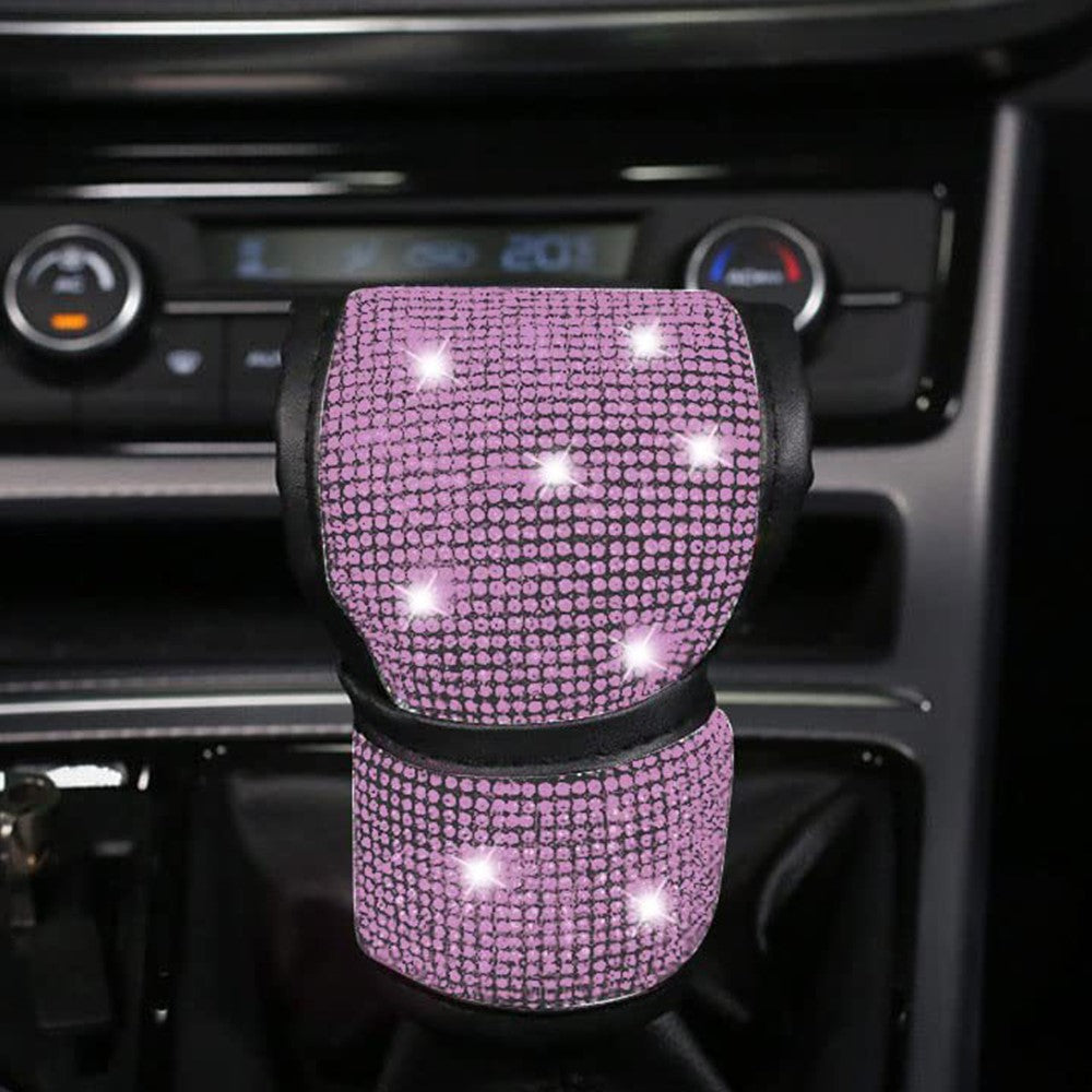 7Pcs / Set Shiny Rhinestones Car Steering Wheel Safety Belt Shifter Cover Cup Mat Start Button Ring Kit